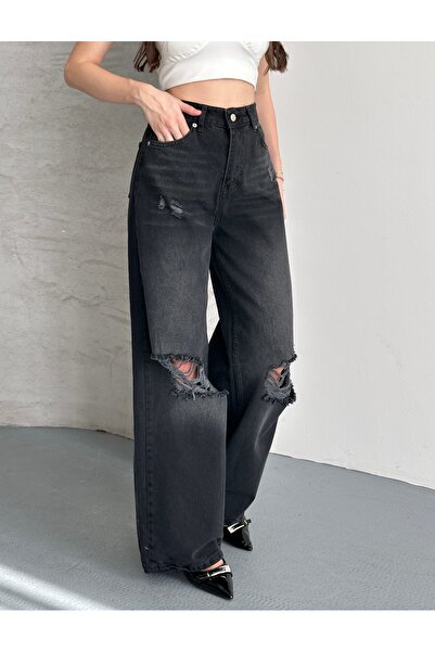 MARLİX بنطلون جينز فضفاض بجيوب وقصة واسعة