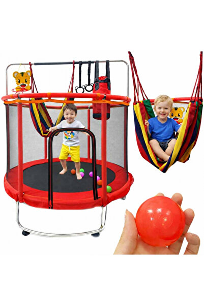 Ikonka Red children's trampoline, with complete set of accessories, includes ...