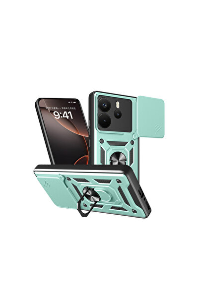 cepmoda حافظة REDMI "NOTE 14 (4G)" مزدوجة الطبقات - مع حلقة، وحامل، وغطاء منز...