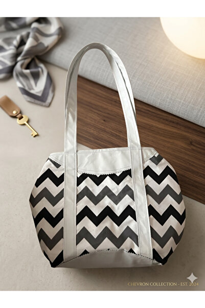 Şadoğlu Tekstil Zikzak Geometric Patterned Canvas Handbag and Shoulder Bag - ...