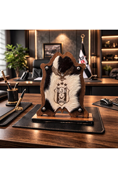 Germenicia Hakiki Deri Lazer İşlemeli Kontrplak Tabanlı Masa Üstü Dekoratif Deri