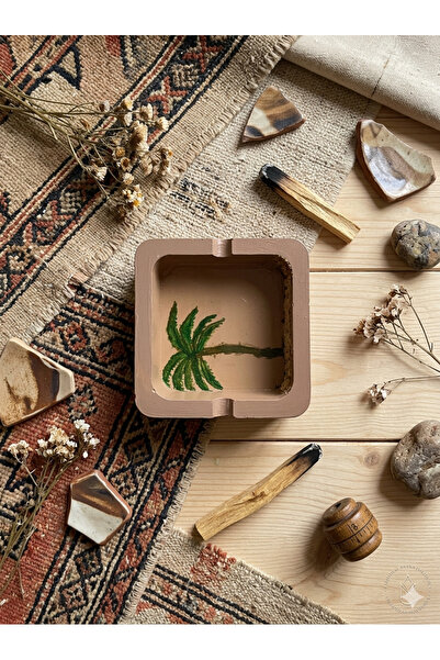 Handmade El Yapımı Bohem Palmiye Desenli Dekoratif Taş Küllük