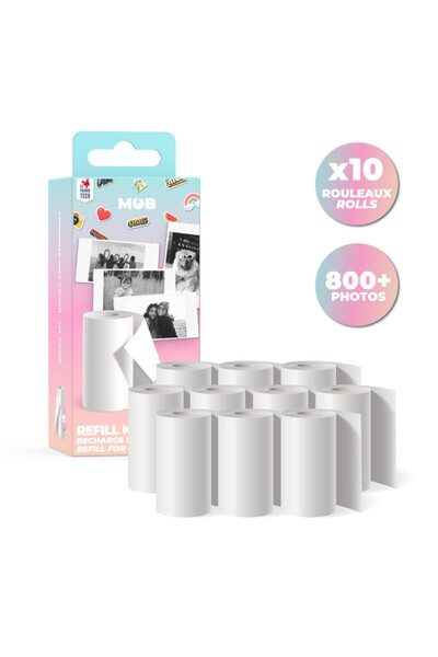 Mob مجموعة إعادة تعبئة PIXIPRINT – ورق ولفائف للكاميرات الفورية، متوافقة مع ط...
