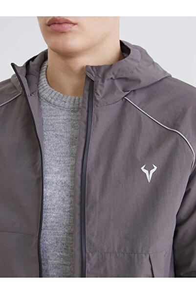 LC Waikiki Anthracite Comfortable Fit Hooded Men's Coat