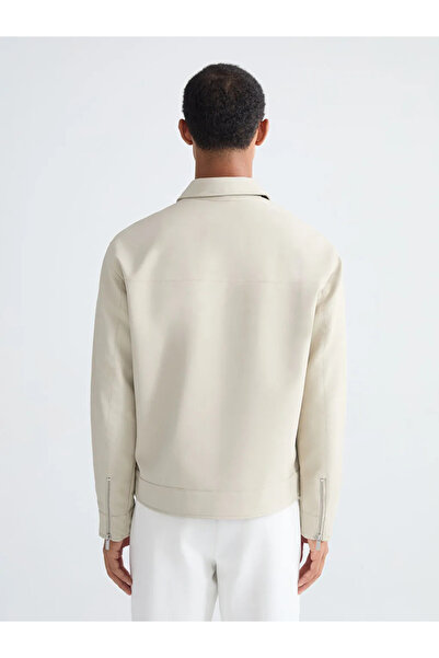 LC Waikiki Gray Standard Fit Men's Leather-Look Coat