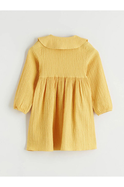 LC Waikiki Rochie galbenă cu volane pentru fete, mărimea guler tip Peter Pan