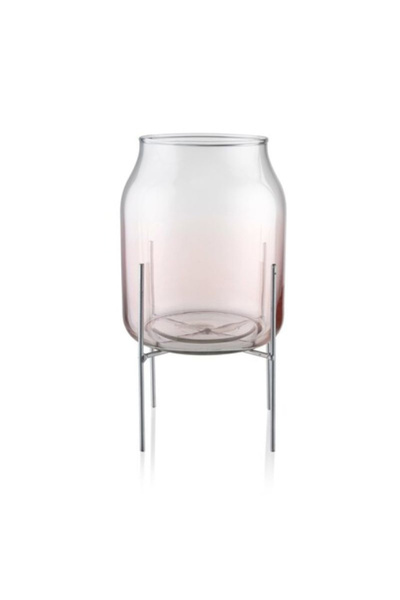 Arti Casa Glass vase with metal stand, 25cm