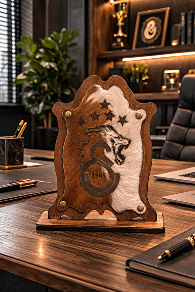 Germenicia Hakiki Deri Lazer İşlemeli Kontrplak Tabanlı Masa Üstü Dekoratif Deri