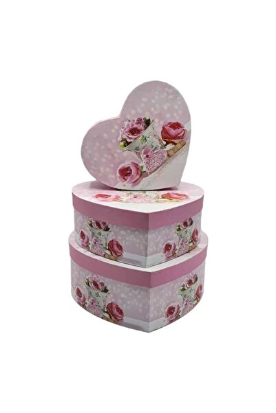 decotoys Heart cardboard box 3/set