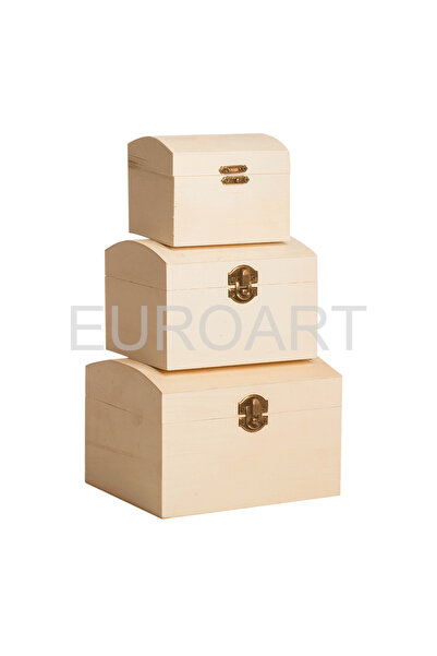 decotoys Φυσικά ξύλινα κουτιά, σετ 3 τεμαχίων, για αποθήκευση/μπαούλα