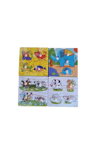 decotoys Puzzle lemn mic buton animale 4/set