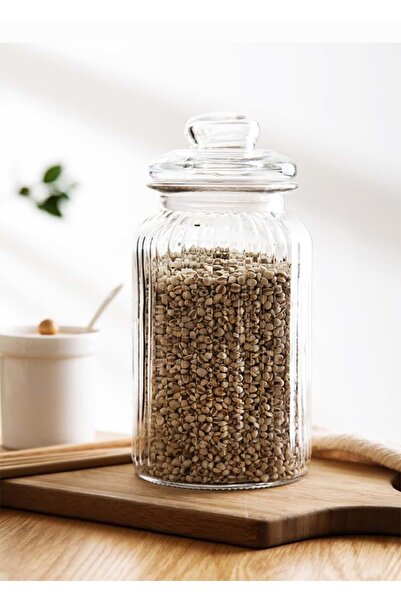 La Mediterranea Borcan din sticlă pentru depozitare cu capac – Recipient pent...