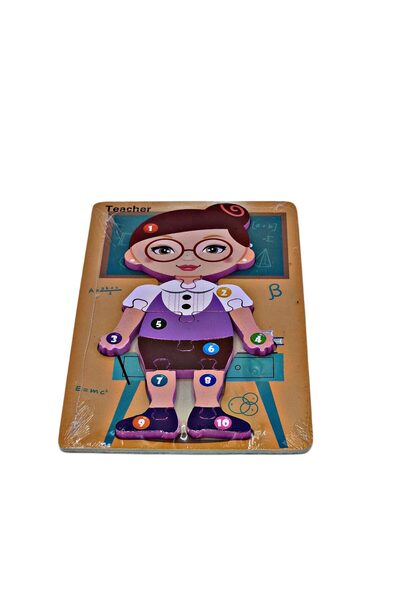 decotoys Puzzle lemn cub cu masini