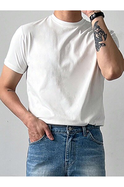 SPORTİVEA Men's Basic T-Shirt Crew Neck 100% Cotton Solid Color Comfortable F...