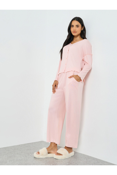 Styli Modal Long Sleeve Shirt and Pocket Pyjama Set