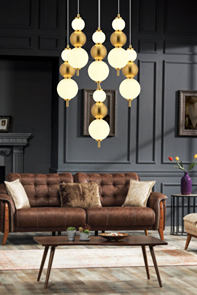 Apliqa Blessa 6'lı Yuvarlak Siyah Eskitme 3 Renkli Led Avize