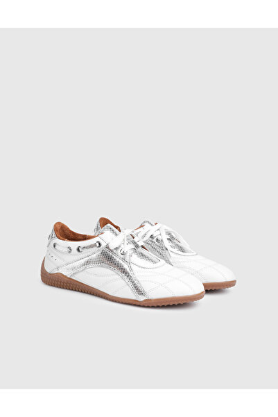 İLVİ Elora Genuine Printed Leather White Women's Sports Shoes
