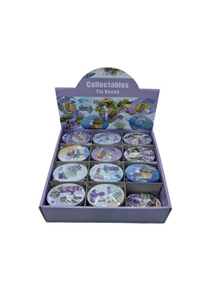 decotoys Cutii din metal 24/set ovala cu lavanda