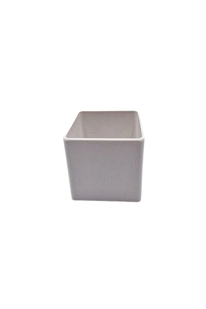 decotoys White square plastic flower pot S
