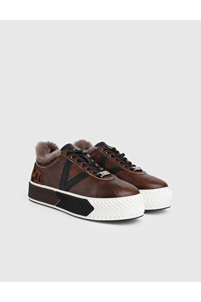 İLVİ حذاء رياضي نسائي بني من روكس جلد أصلي