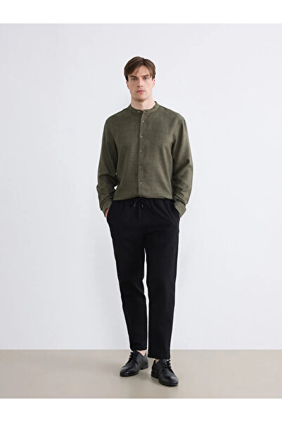 LC Waikiki Μαύρο ανδρικό παντελόνι Gabardine Standard Fit