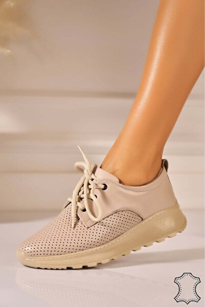 Joana Αθλητικό παπούτσι Eiza Cream από Γνήσιο Δέρμα - 36