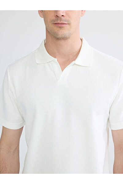 LC Waikiki Λευκό ανδρικό μπλουζάκι Polo Neck