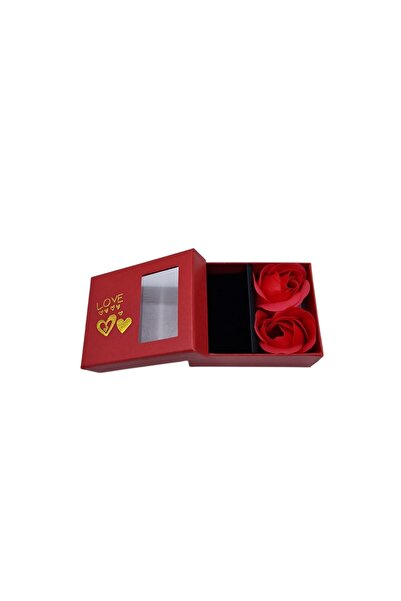 decotoys Red cardboard boxes for gifts or jewelry with roses M