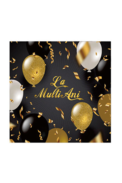 Mirific Party Black, Gold, Silver Cake Napkins, 33×33 cm, Balloons, Happy Bir...