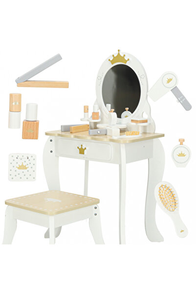 Ikonka Wooden dressing table for children White, with specific accessories in...