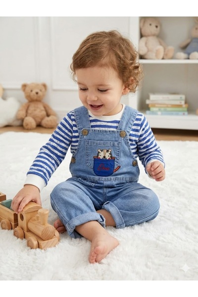 Bo-Gie Hayvan Nakışlı Kot Salopet