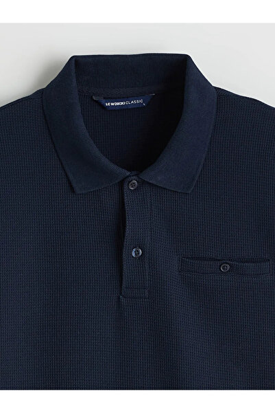 LC Waikiki Ανδρικό φούτερ με γιακά πόλο σε μπλε ναυτικό χρώμα