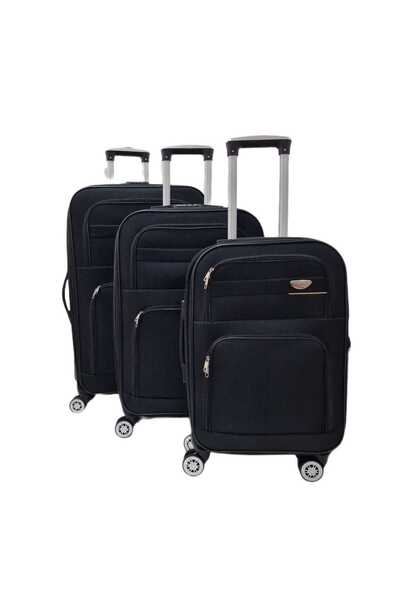 decotoys Valize textil negru 3/set