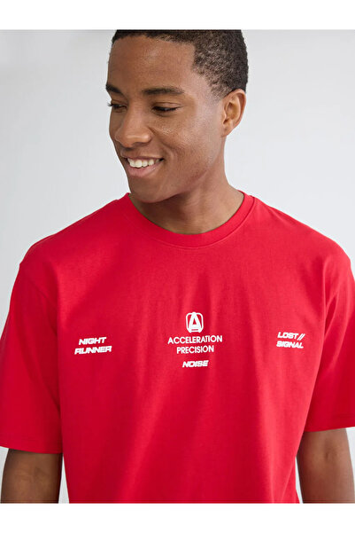 LC Waikiki Red Crew Neck Printed Men's T-Shirt