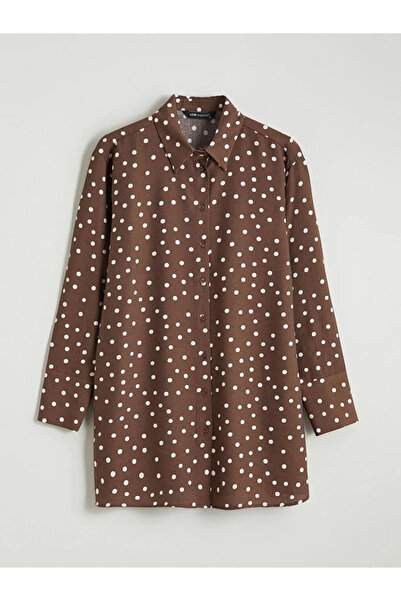 LC Waikiki Brown Polka Dot Women's Shirt Tunic
