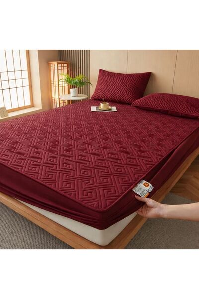 OEM 3-piece velvet bed cover set, Stretchy sheet 180x200cm, 2 pillowcases 55x...