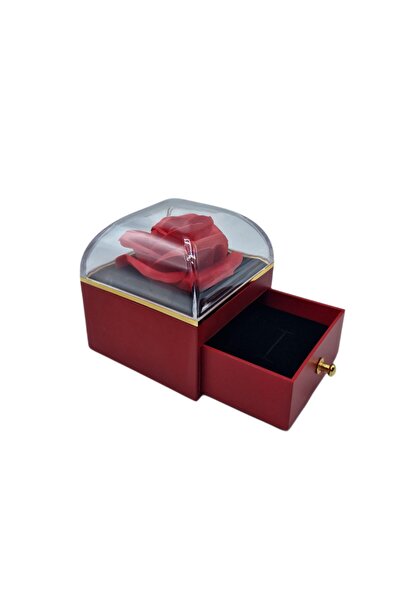 decotoys Red jewelry box with rose