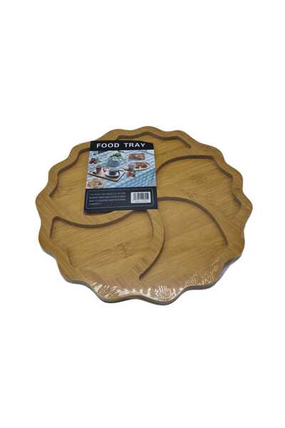 decotoys platou lemn rotund cu 5 compartimente