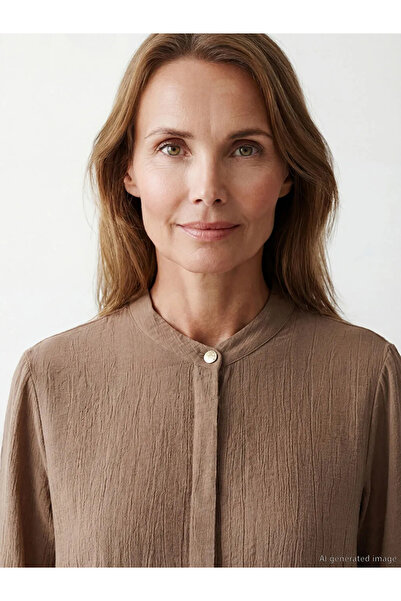 LC Waikiki Beige Hakim Collar Textured Women's Shirt Tunic