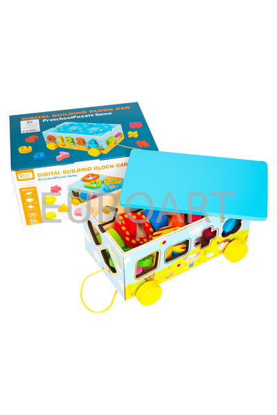 decotoys Дървена играчка за сортиране с колелца