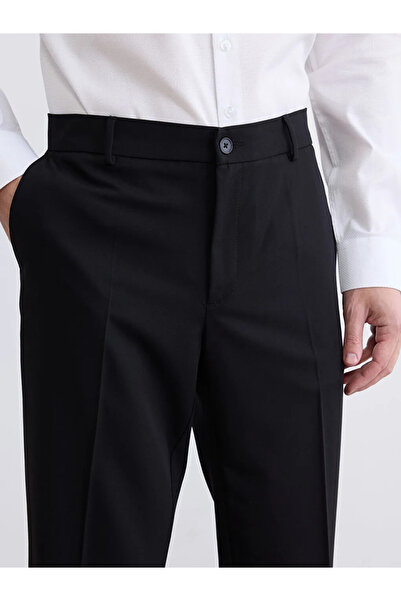 LC Waikiki Μαύρο ανδρικό παντελόνι Gabardine Standard Fit
