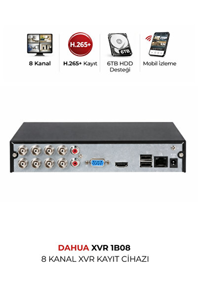 DAHUA XVR1B08I-T 8 Kanal DVR Kayıt Cihazı 2MP Kamera Destekli