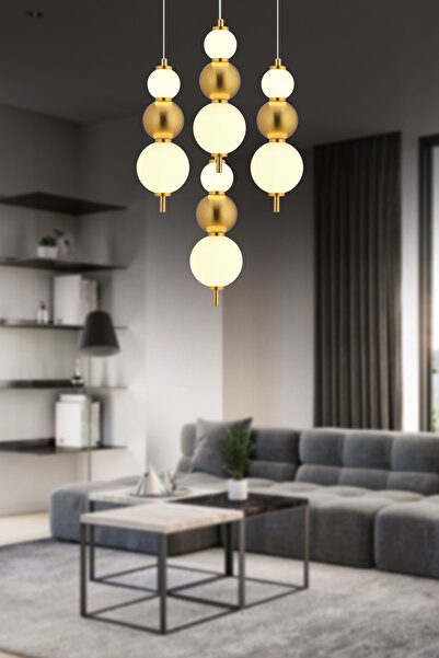 Apliqa Blessa 4lü Yuvarlak Siyah Eskitme 3 Renkli Led Avize