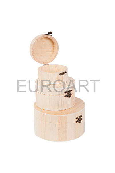 decotoys Cutii lemn 3/set rotunda