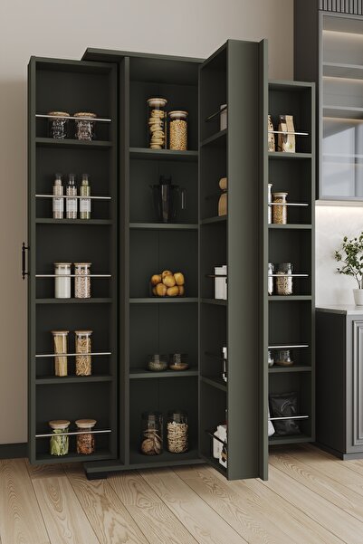 AEKA AE-3083 Hazal Çok Amaçlı Mutfak Dolabı 3 Kapaklı 15 Raflı Kiler Dolabı M...