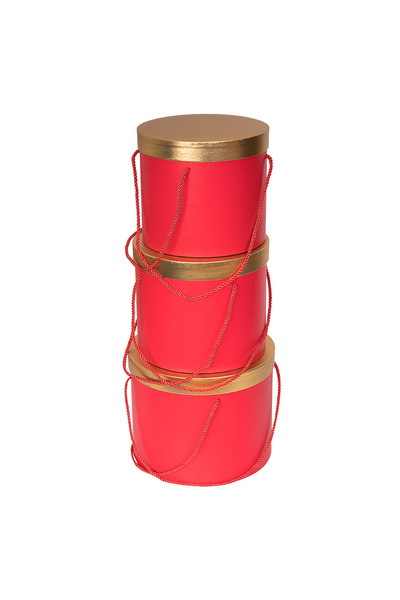decotoys Cutie carton rotunda 3/set rosu cu auriu