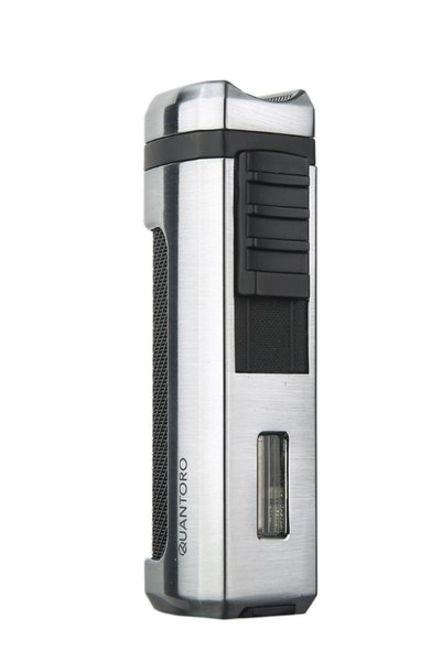 Quantoro 3 Torch Pürmüz Gümüş-Siyah Metal Puro Çakmağı - TRZ1041