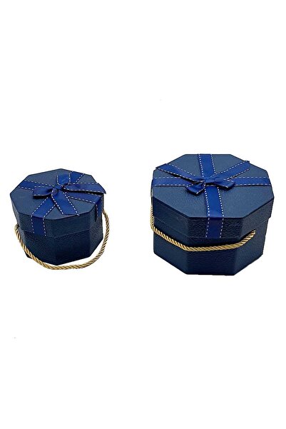 decotoys Hexagonal cardboard box 2/set blue