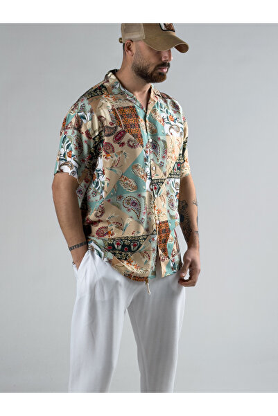 COCOPELLI Ethnic Patterned Tropical Men's Shirt Coc2976