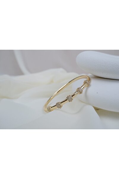 ATELİER TUĞBA Klpç056 Stick Form Stone Gold Clamp (Inner Diameter 5.7 cm)